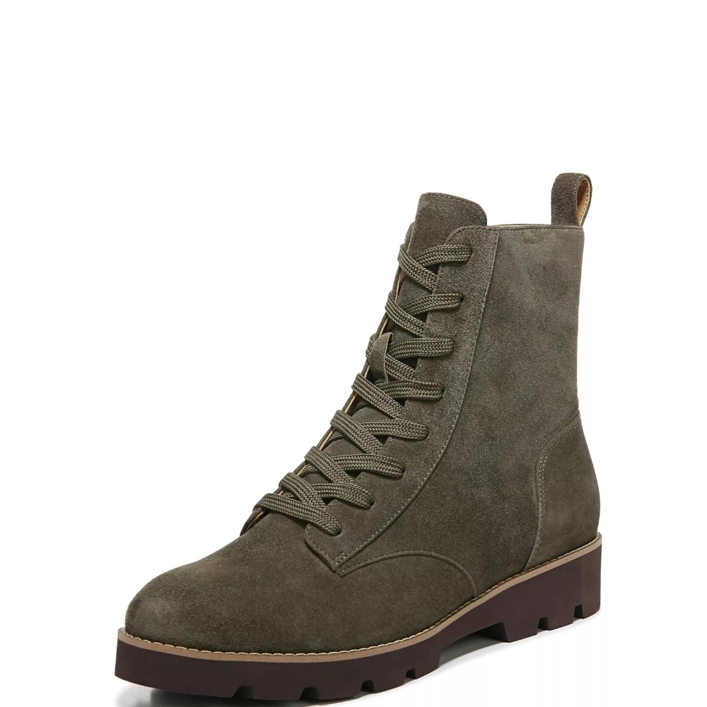 Vionic Lani II Olive Green Suede Lace Up Boots EYC Sz 8